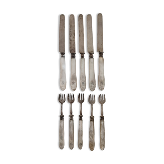 Silver and mother-of-pearl cutlery