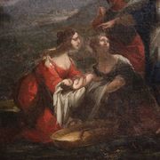Antique Venetian painting from the 18th century, Moses saved from the water