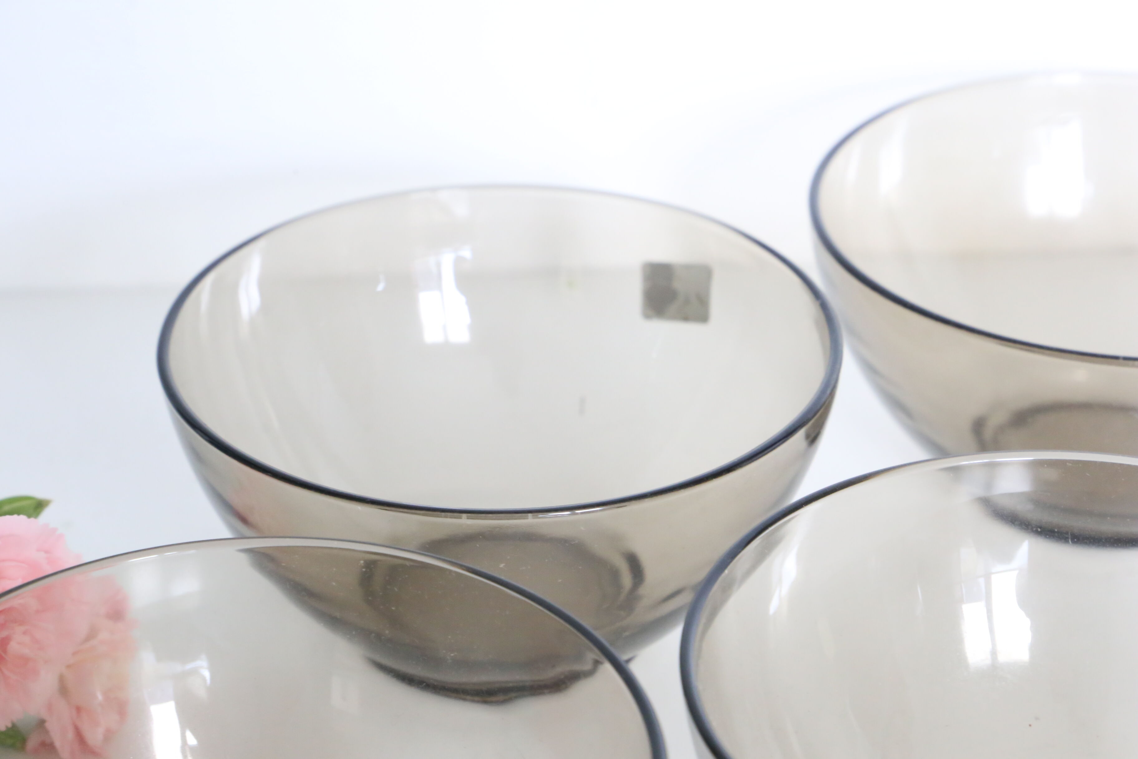 Set of 5 bowls arcopal in grey smoked glass