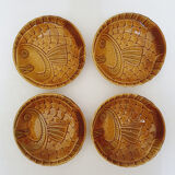 Set of 4 plates in slip "fish"