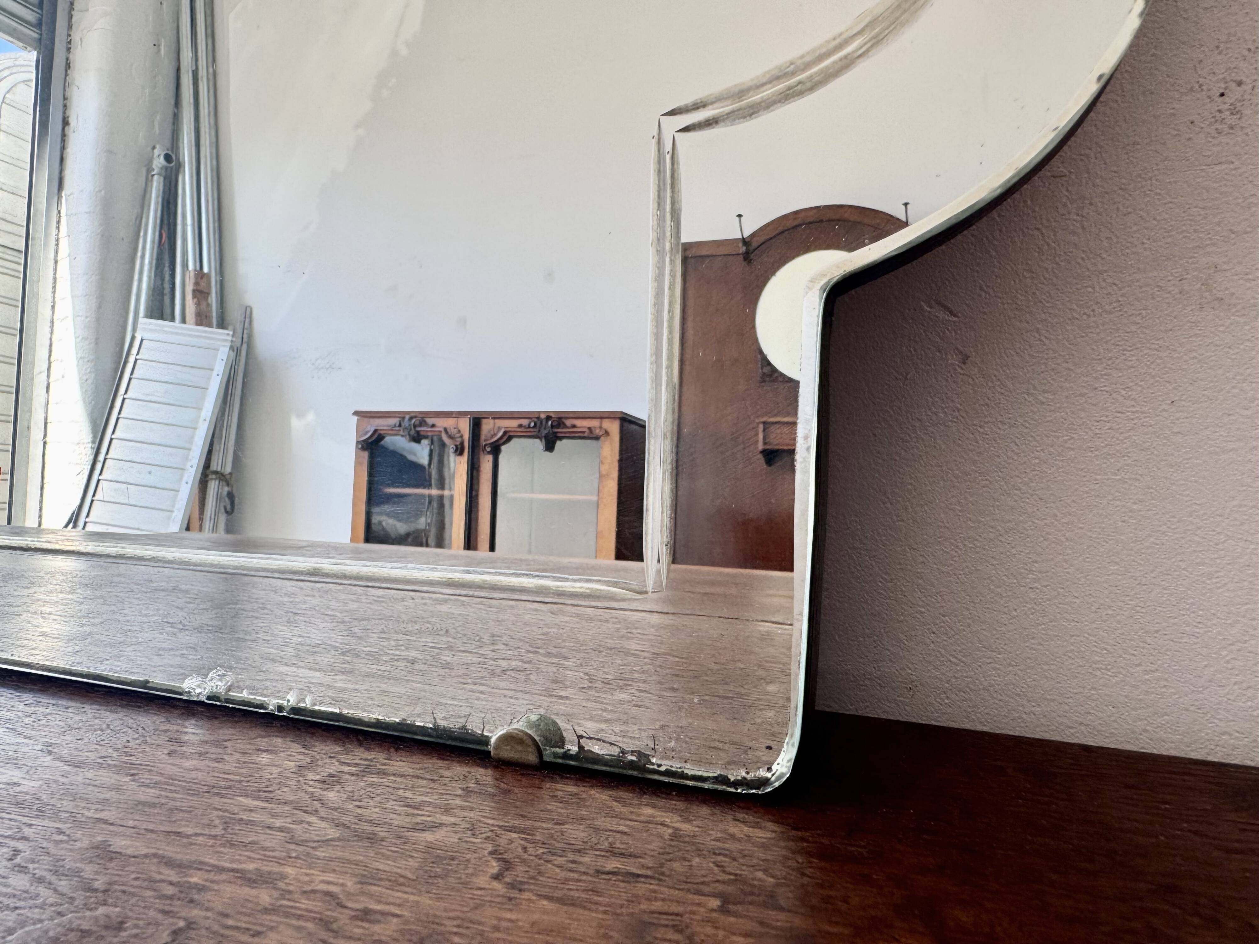 Large Vintage Mirror Frameless