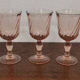 Set of 5 pink twisted water glasses "Rosaline" Luminarc France