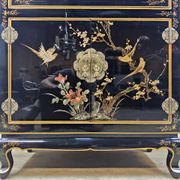 Vintage Chinese display cabinet with flowers and birds / Bohemian