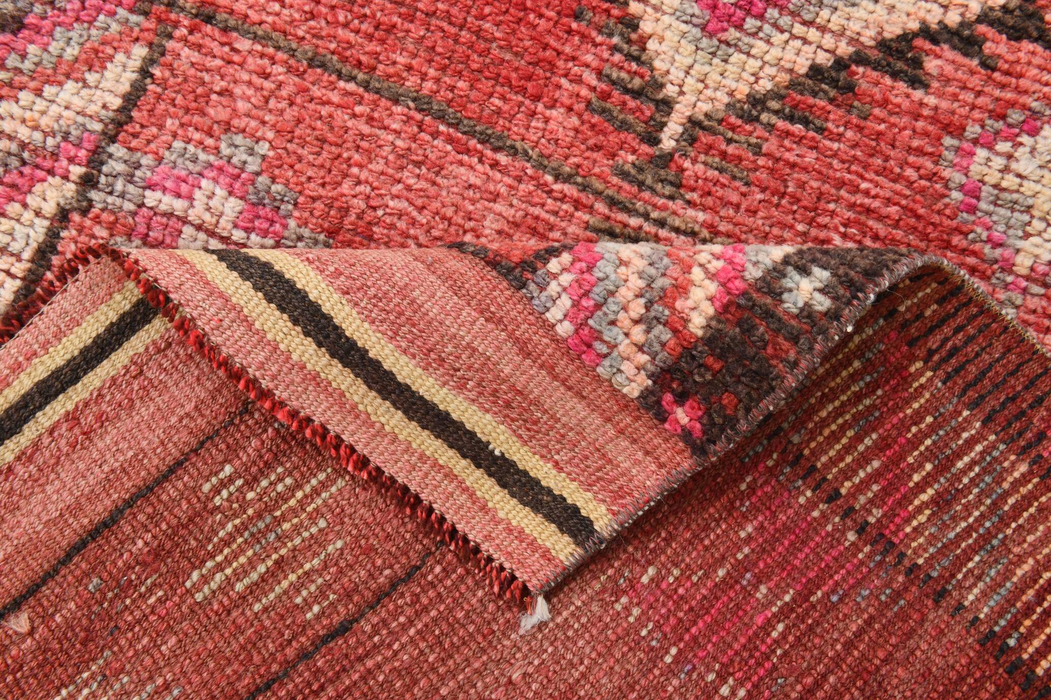Modern Mid Century Turkish Vintage Runner Rug, 83x337 Cm