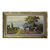 grand tableau lac et campagne