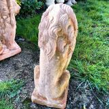 Paire de lion de jardin en terre cuite ancien