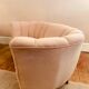 1940s Danish Banana Shaped Scalloped Sofa in Blush Pink