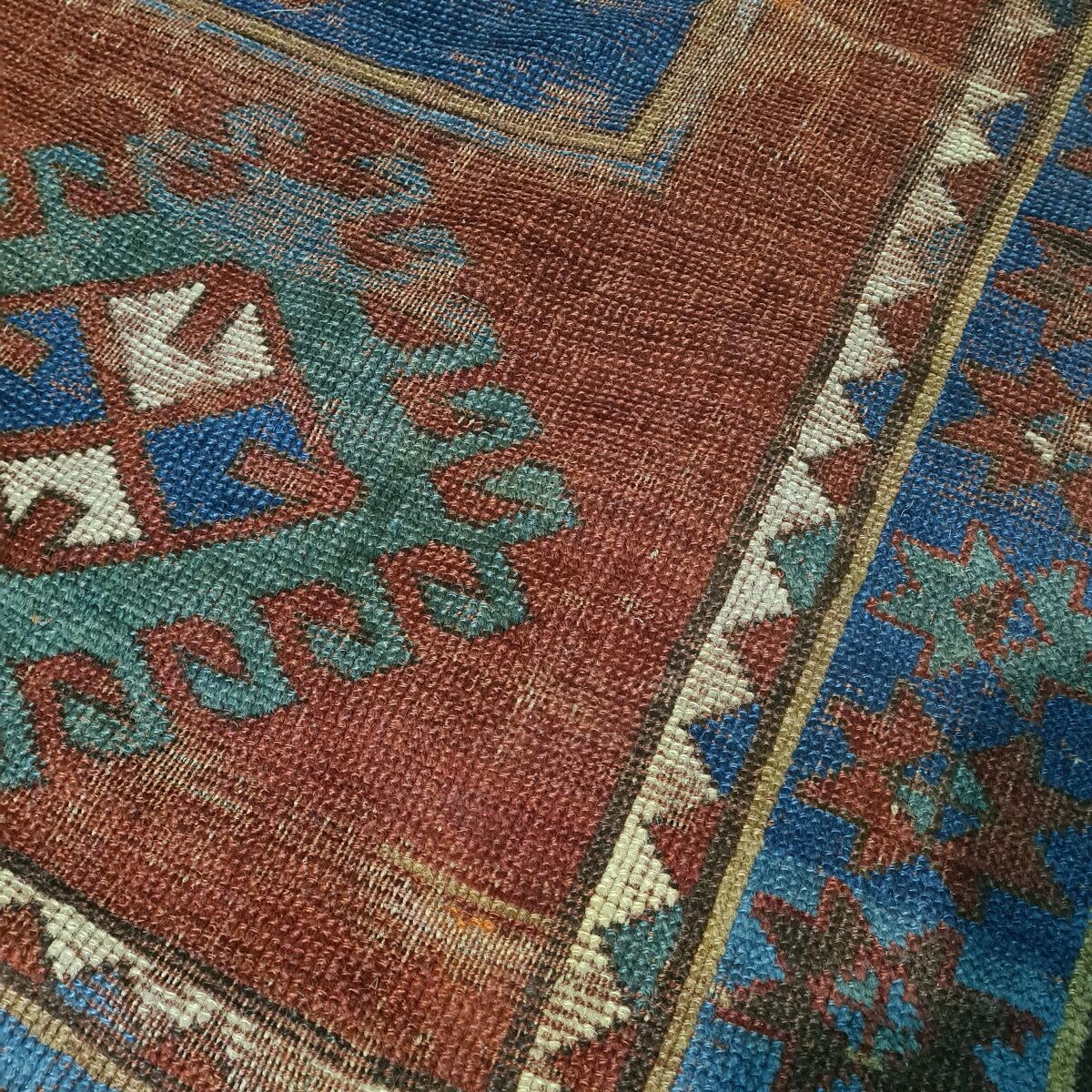 Old Hand Knotted Caucasian Carpet, 1st Half 20th Century.