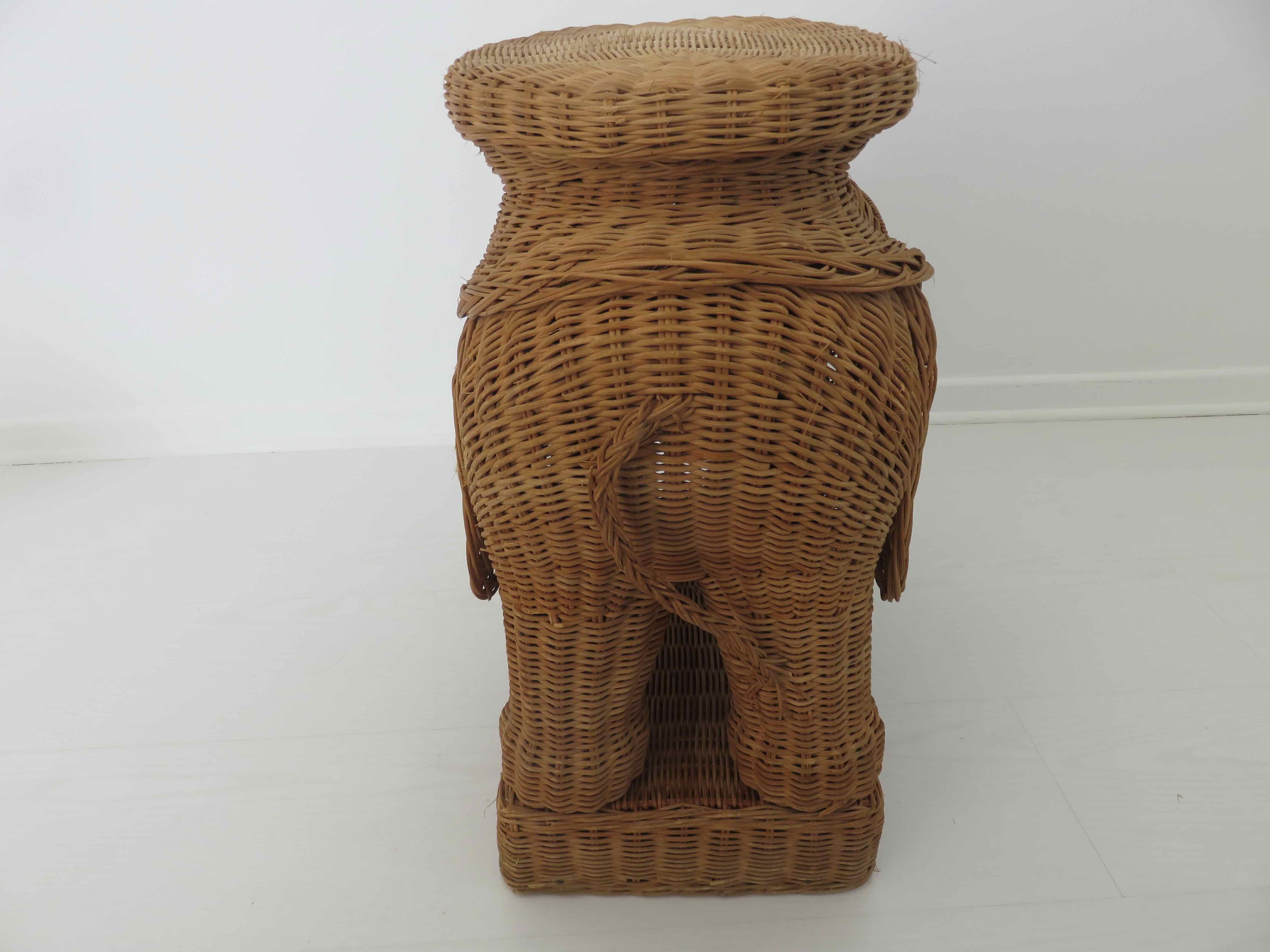 Side table elephant rattan or piece of sofa 60s 70s