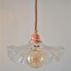 White pleated glass pendant lamp – electric mounting copper color