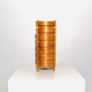 Cylindrical Pinewood Table Lamp In The Manner Of Hans-Agne Jakobsson, Sweden, Circa 1960S