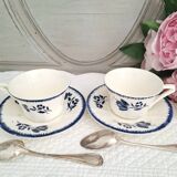 Antique cups with iron earthenware saucers