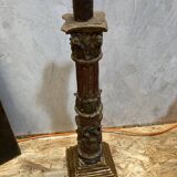 Grand bougeoir ancien  bois sculpté polychrome - XVIIIe