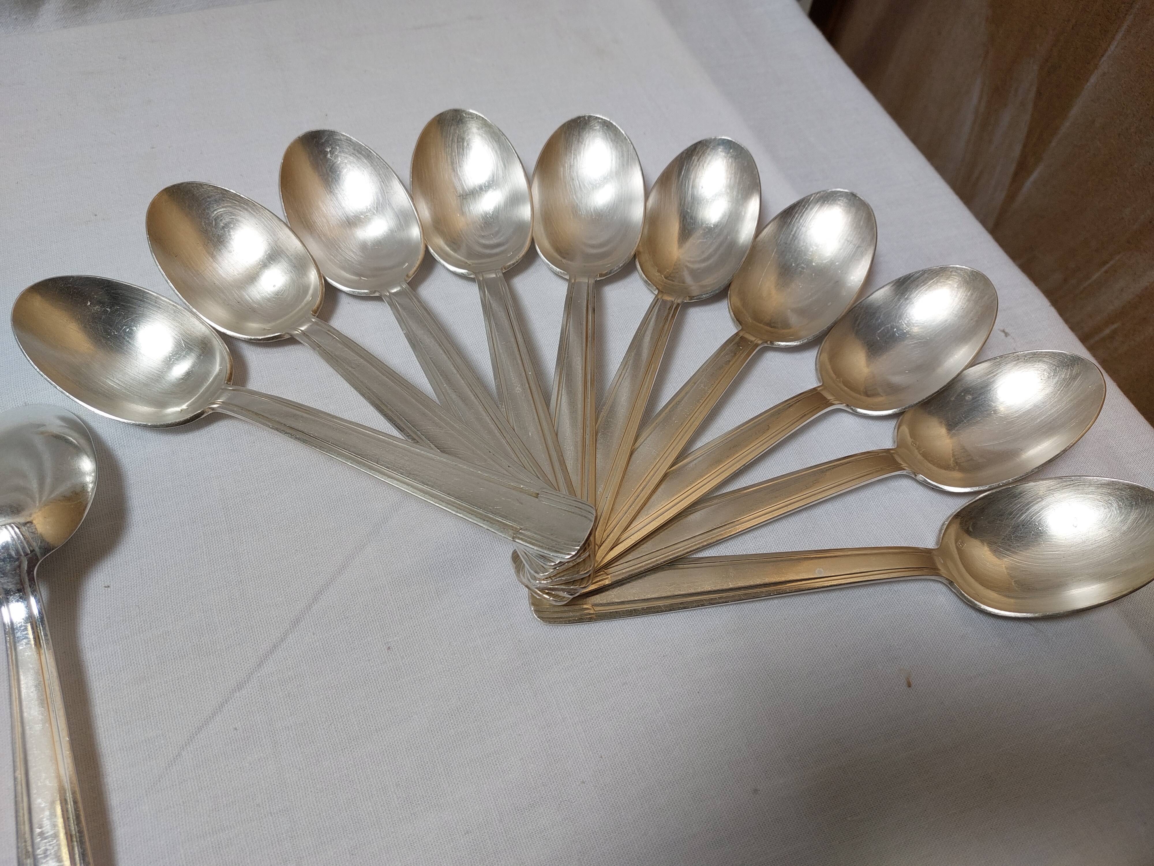 Cutlery set 24 pieces Art Deco in silver metal 84g - Goldsmith's mark