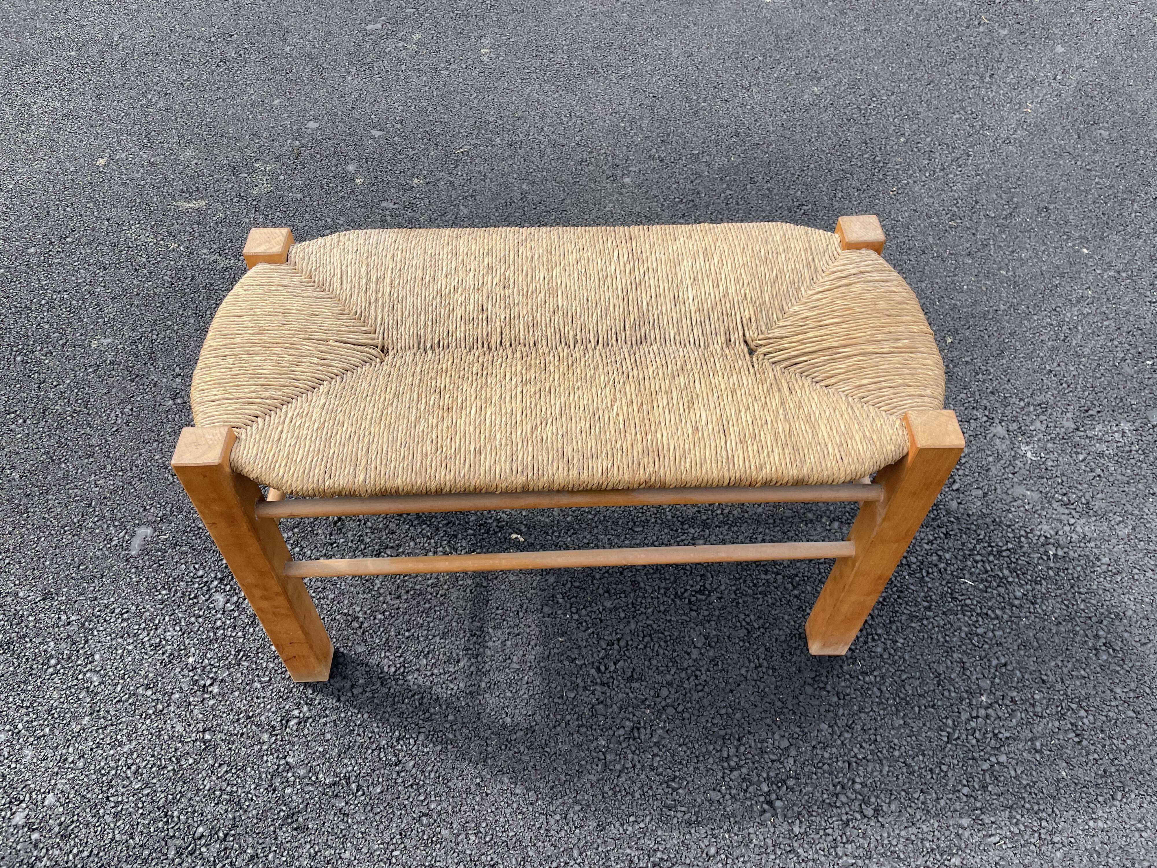 Vintage beech bench and country style straw