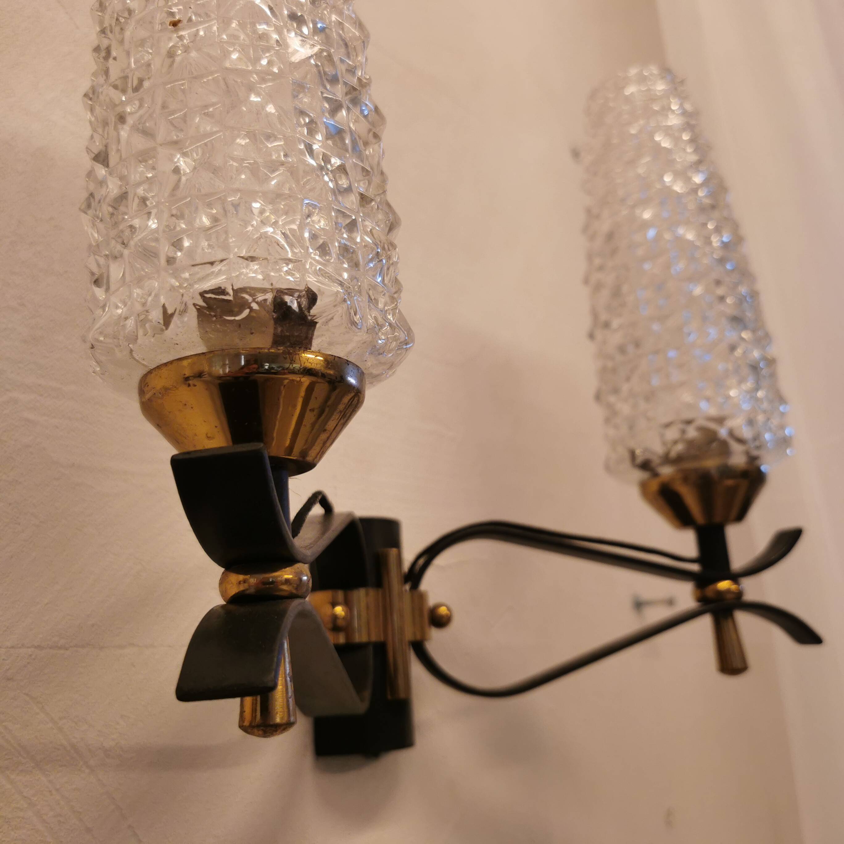 Pair of double lighting wall lights