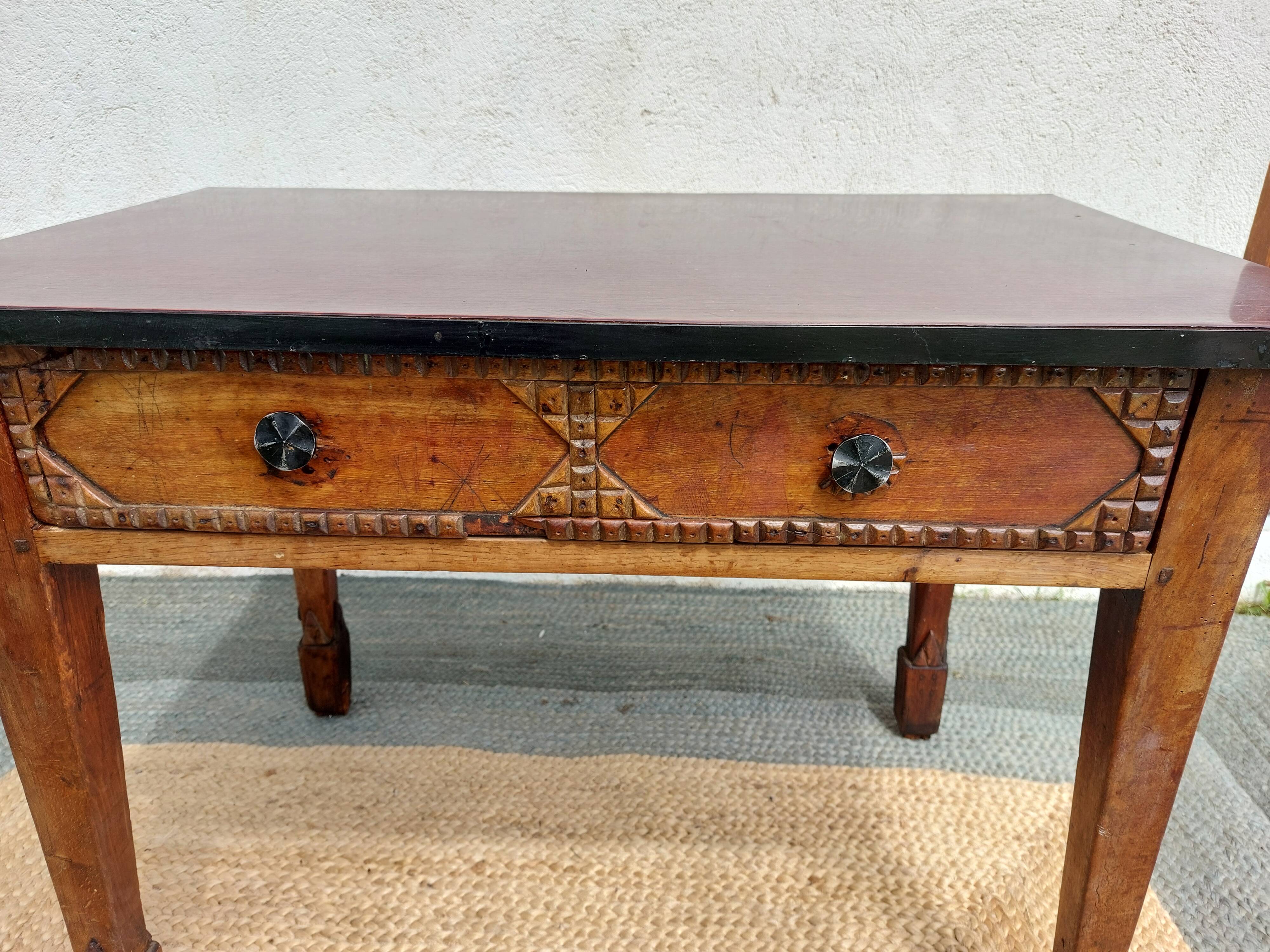 wooden table, kitchen or office, brutalist