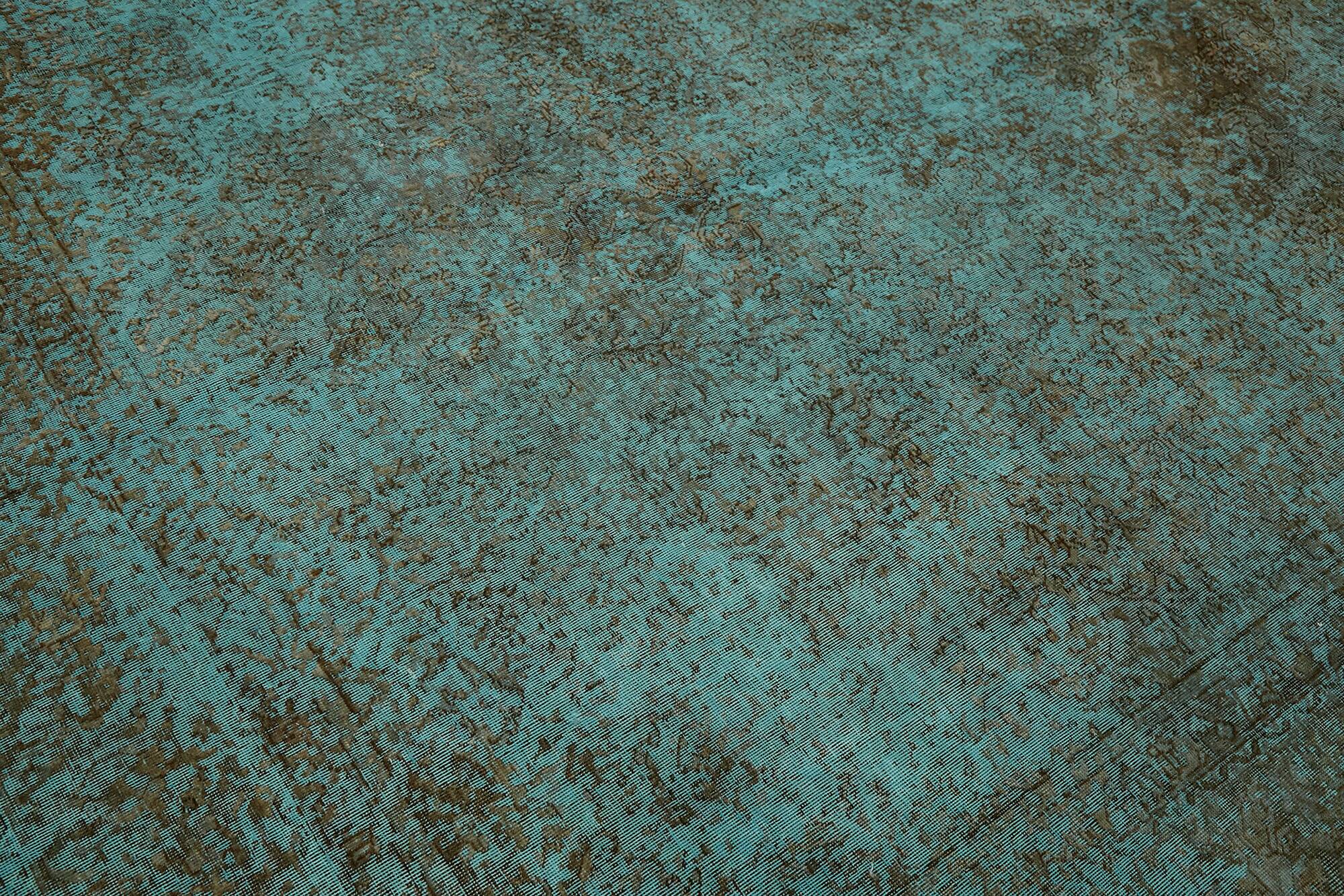 Handmade Turkish Decorative 1980s 242 cm x 349 cm Turquoise Wool Carpet
