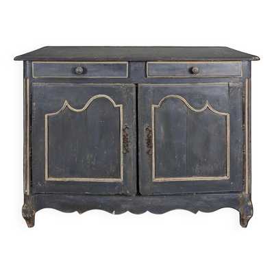 Buffet Louis XV en chêne patiné noir deux portes deux tiroirs
