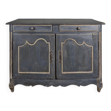 Louis XV buffet in black patinated oak with two doors and two drawers.