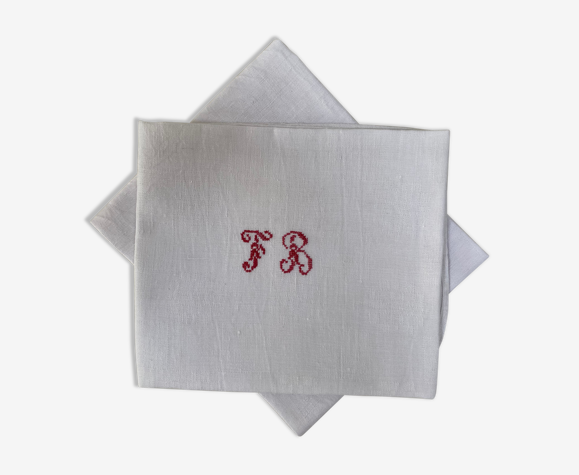Set de 2 serviettes de table monogramme FB