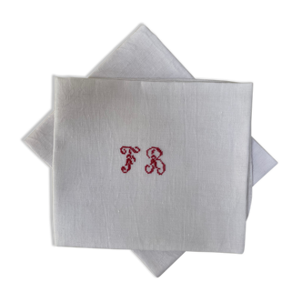 Set de 2 serviettes de table monogramme FB