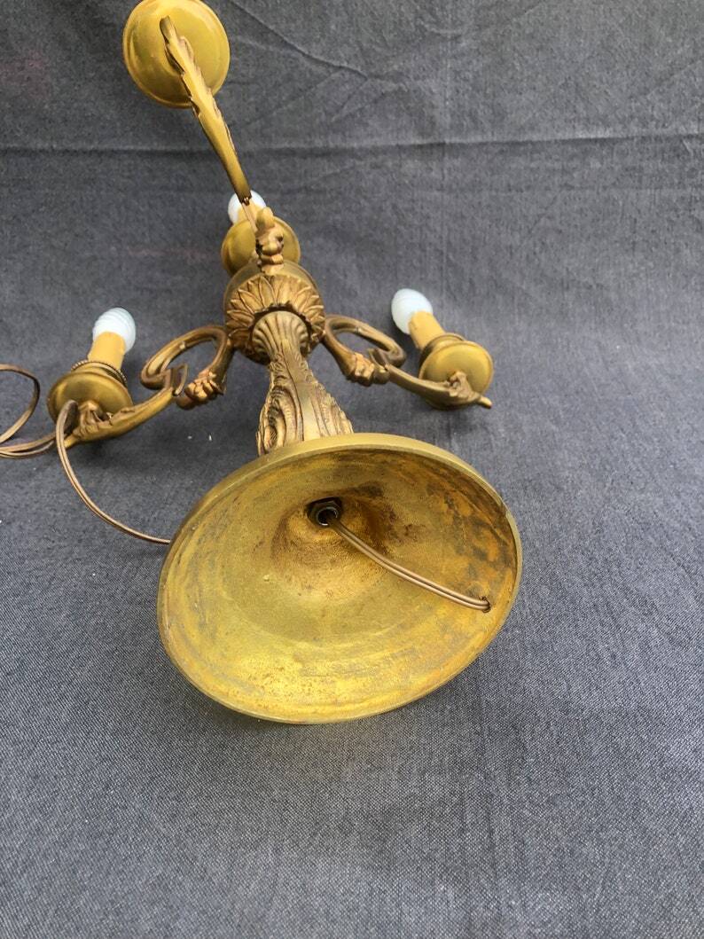 Vintage French Bronze and Brass Table Lamp: Louis XVI Style, 4-Branch C1950