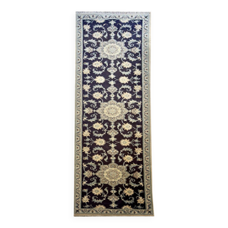 Nain Iran Persian wool and silk oriental carpet; 0.77 x 2.94 m