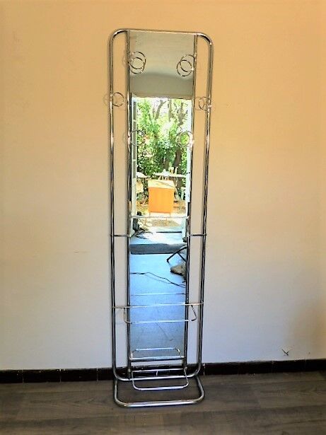 Chrome metal wall coatrack 1960