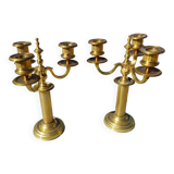 Pair of 3 Branch Brass Candelabra