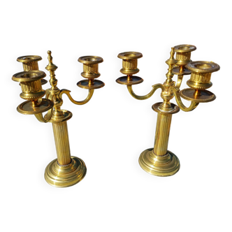 Pair of 3 Branch Brass Candelabra