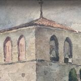 Watercolor paper church of st just de valcabrere haute garonne 31, r. chausson