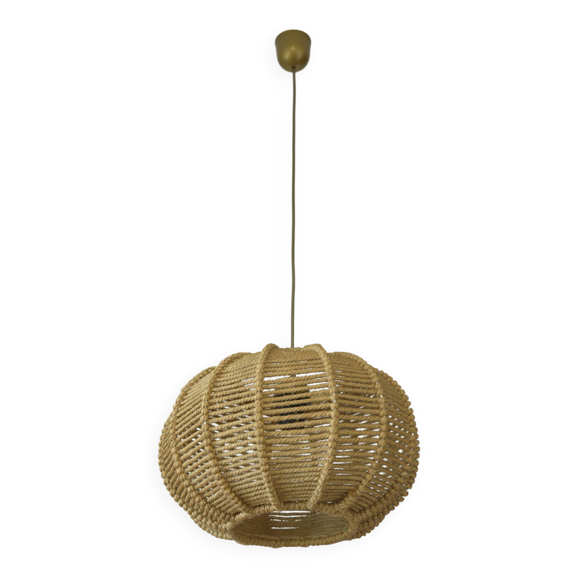 Vintage Rope Pendant Lamp / Handmade Rustic Chandelier/ Hanging Light 1970