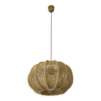 Vintage Rope Pendant Lamp / Handmade Rustic Chandelier/ Hanging Light 1970