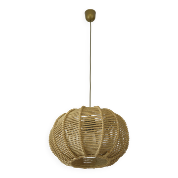 Vintage Rope Pendant Lamp / Handmade Rustic Chandelier/ Hanging Light 1970