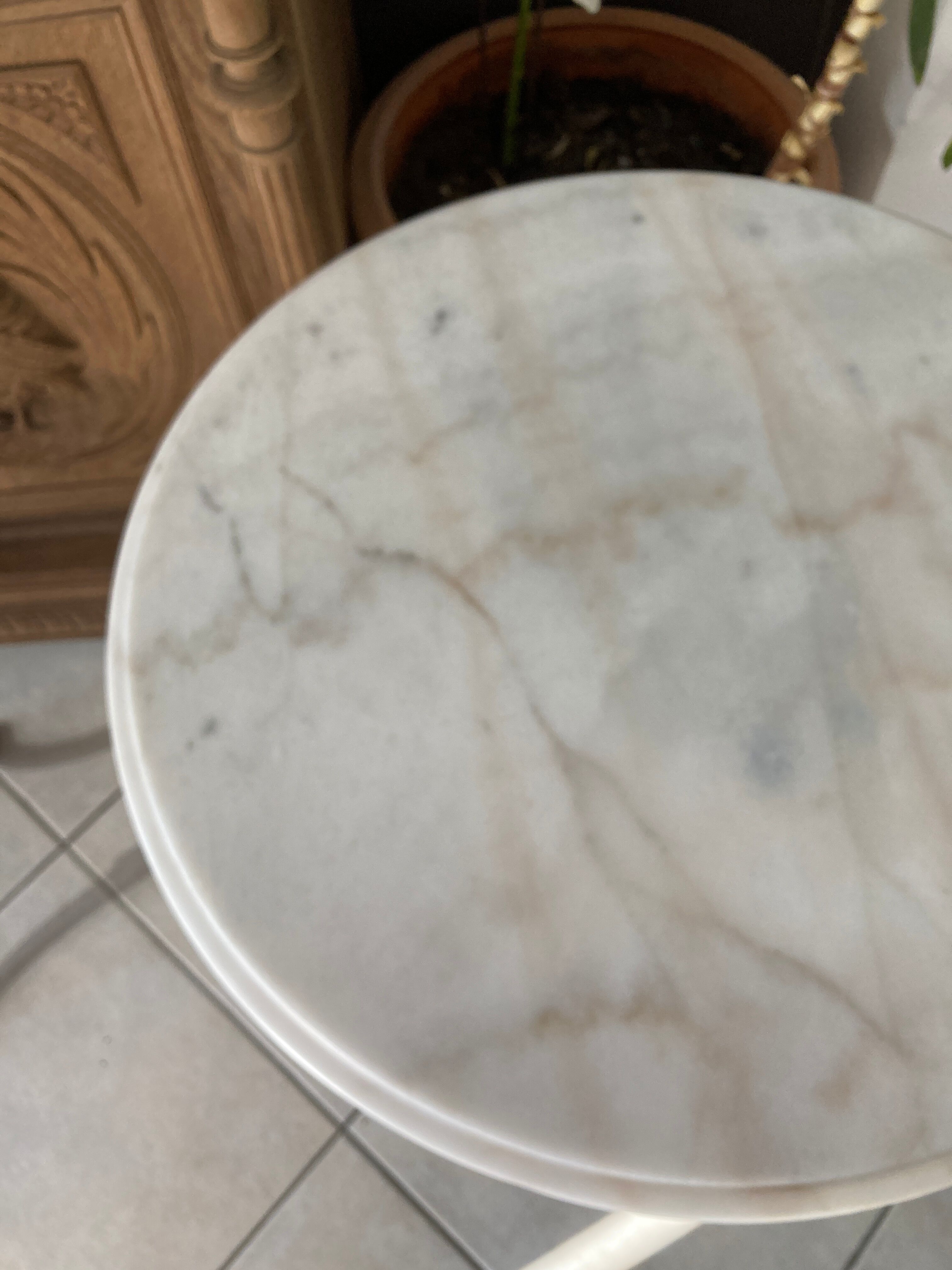 Bistro table, marble pedestal table