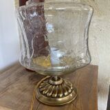Table lamp in cracked glass and vintage gilded brass base