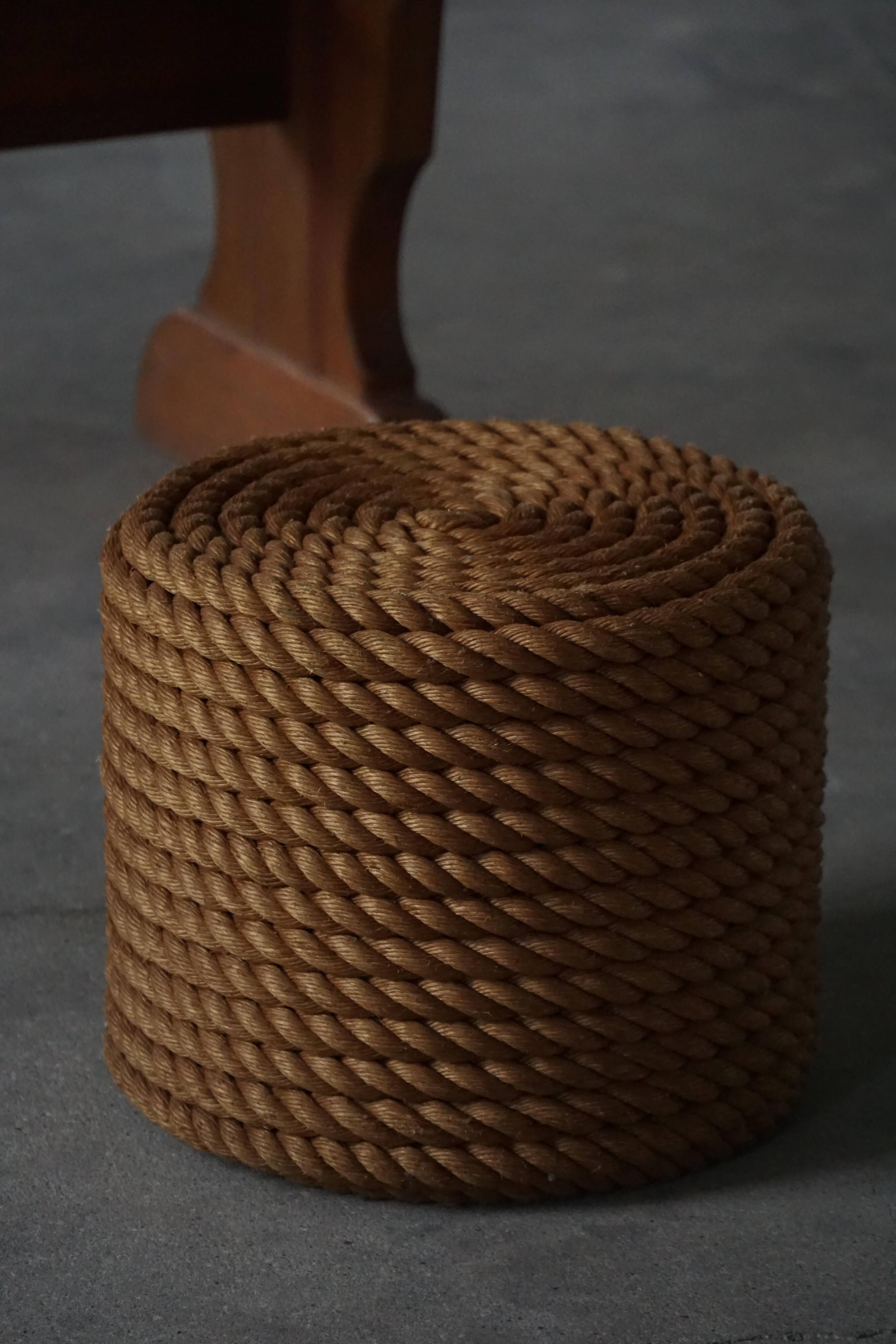 Side table / Ottoman in cord in modern French style from the late 20th century, 1980s.
