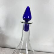 Art Deco glass carafe with glass stopper and blue base 0.7 l