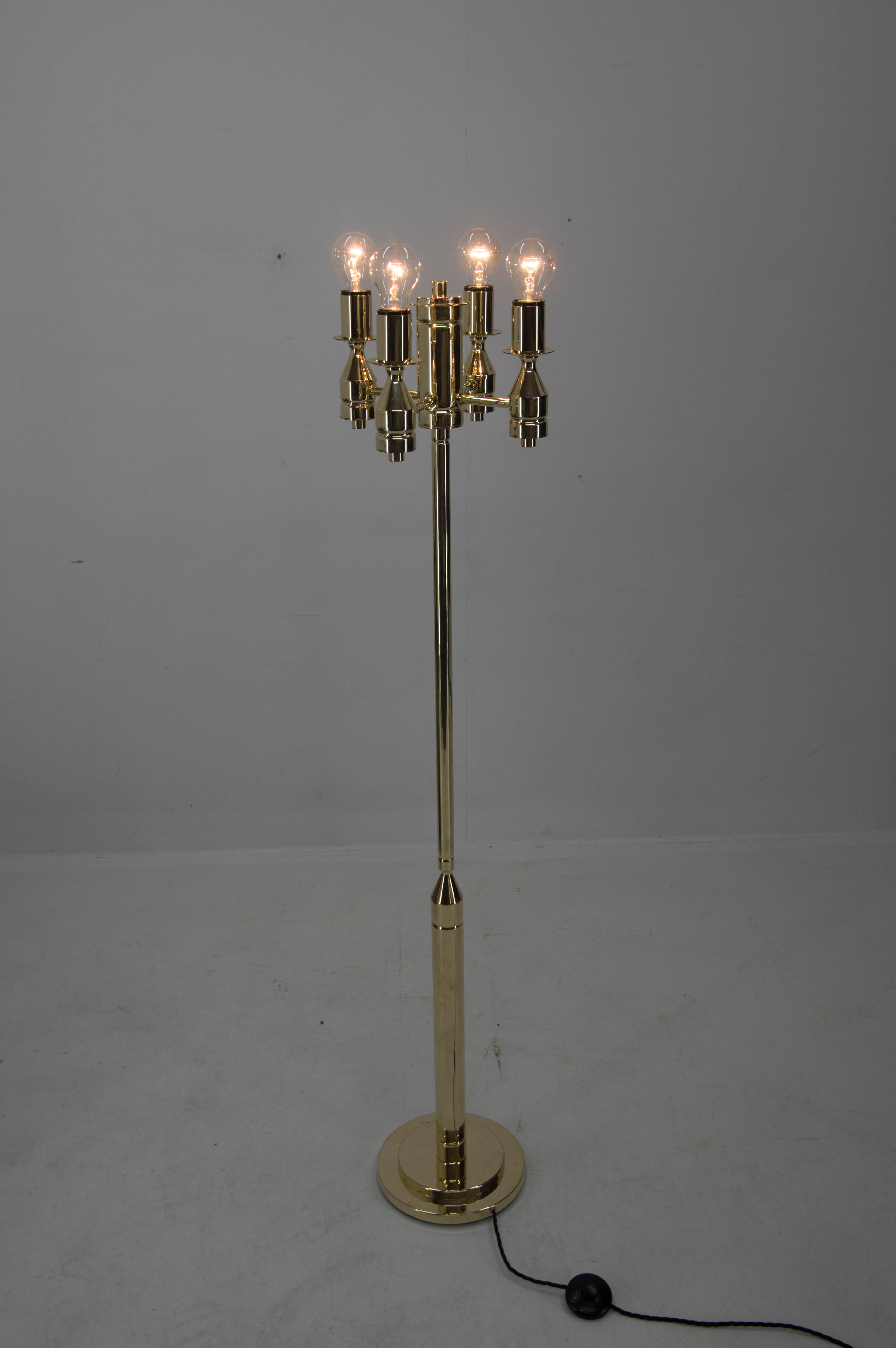 Brass floor lamp, 1970s, restored