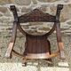 Dagobert armchair curule hard carved walnut demon head detail 3675