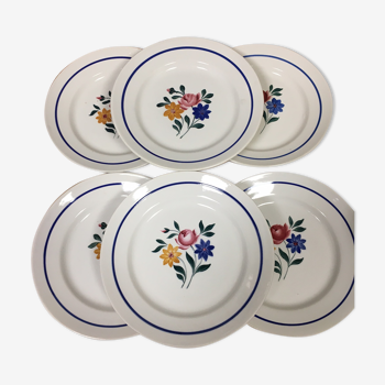 6 assiettes plates Céranord St Amand modèle Gilberte