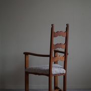 Classic Oak Armchair with Lambswool Upholstery, Mid-Century Danish, 1950s