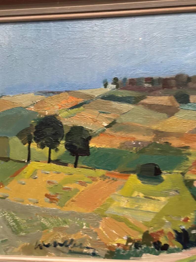Swedish Oil on Panel “Landscape” by Tage Gavik, Signed, Vintage & Framed