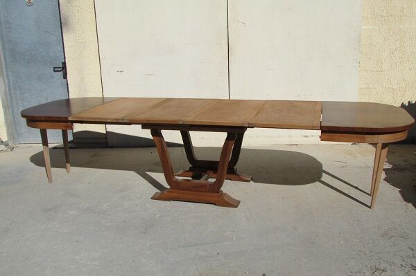 Art Deco oval table, 4 extensions, up to 18 people