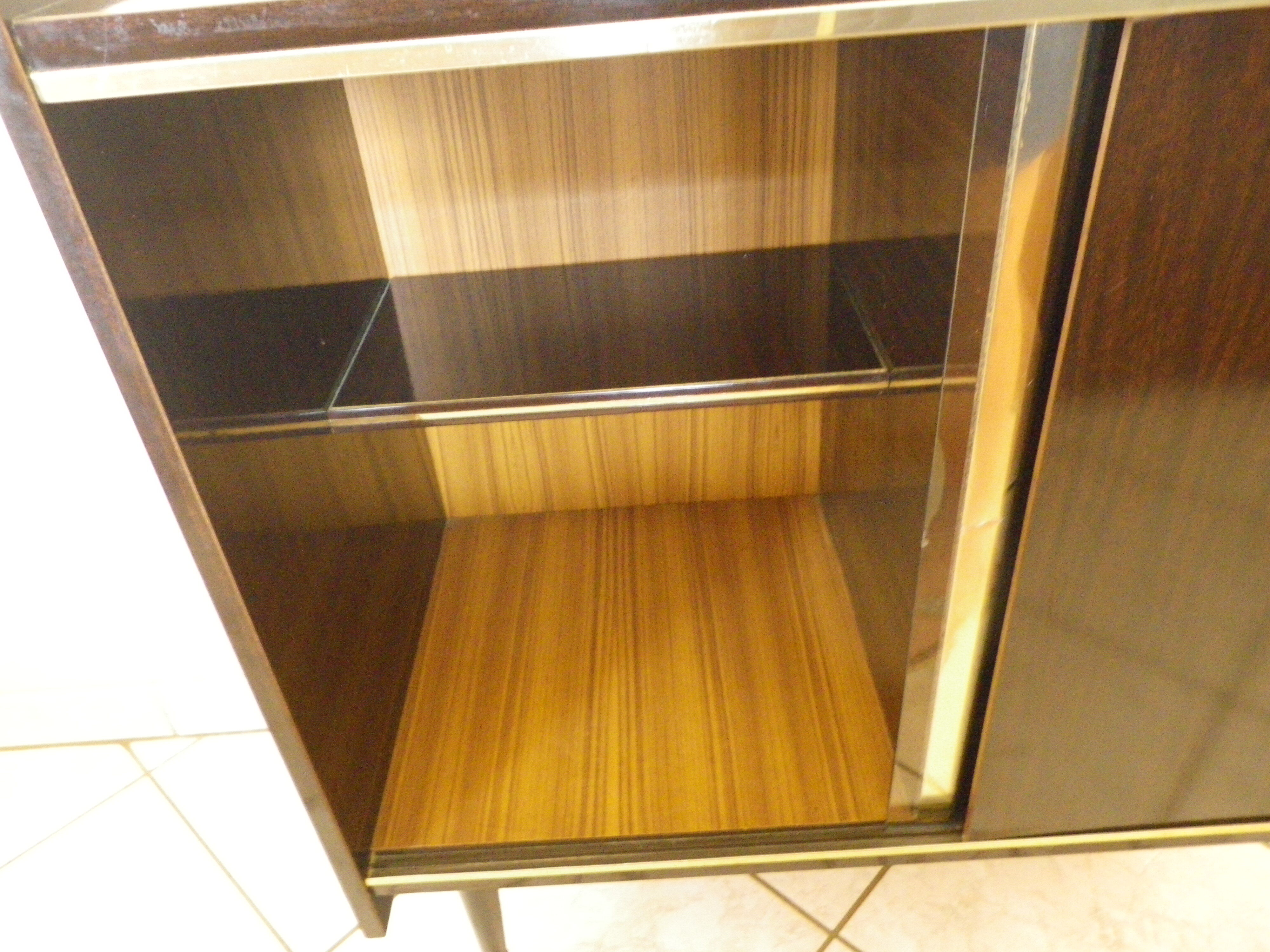 Bar furniture on formica wheels with mirror and lighting - 50s
