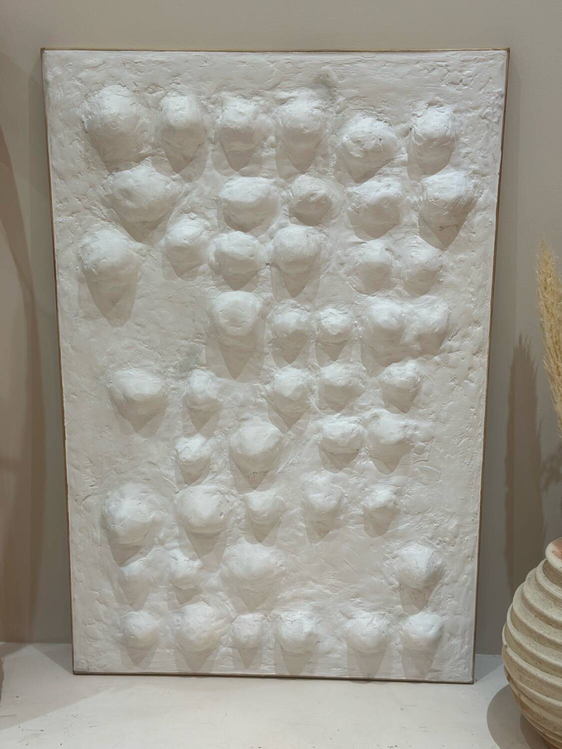 Tableau contemporain texturé relief 3D minimaliste - murmures blancs