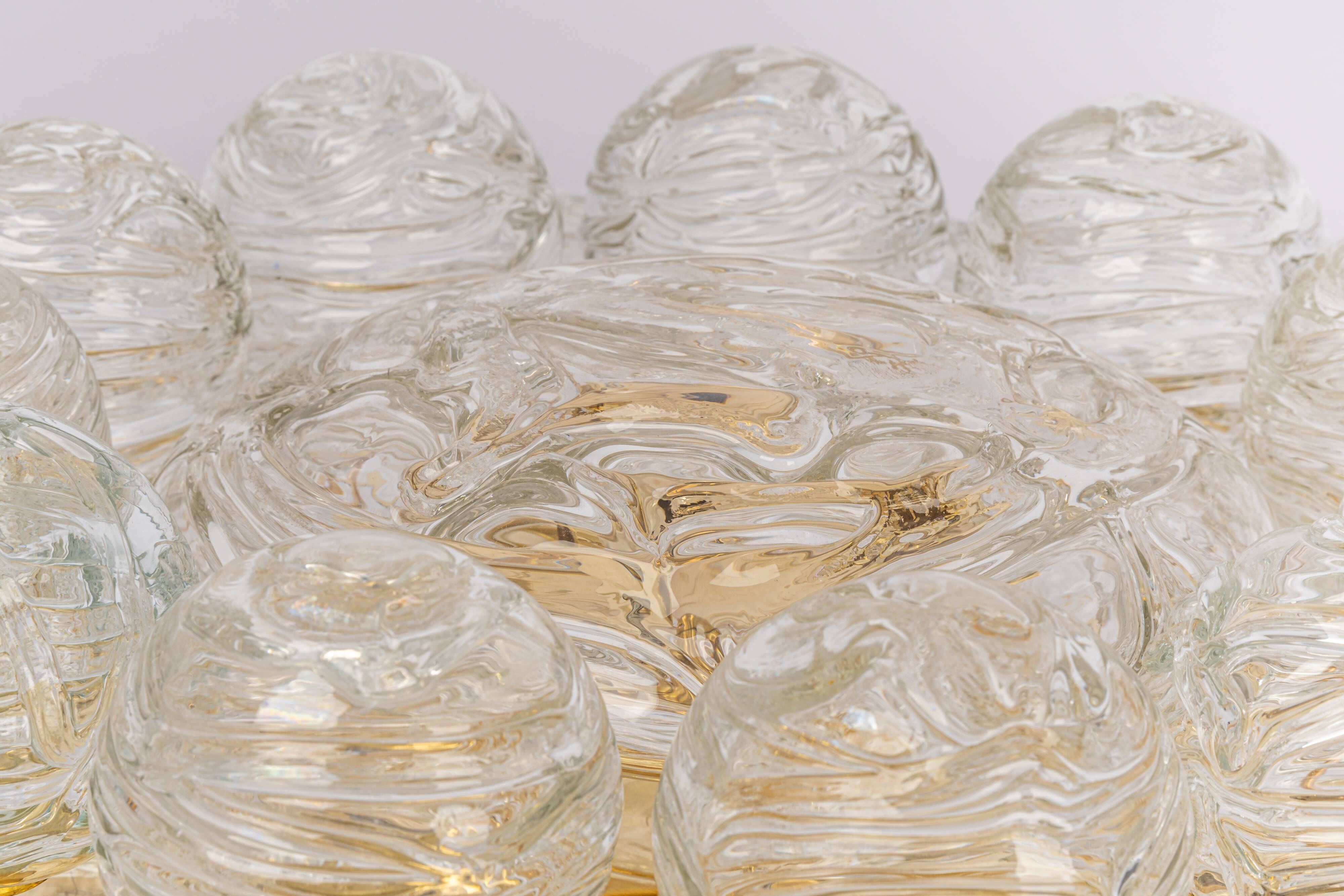 Spectacular Sputnik Flush Mount Glass Snow Balls by Doria, Germany, 1970s