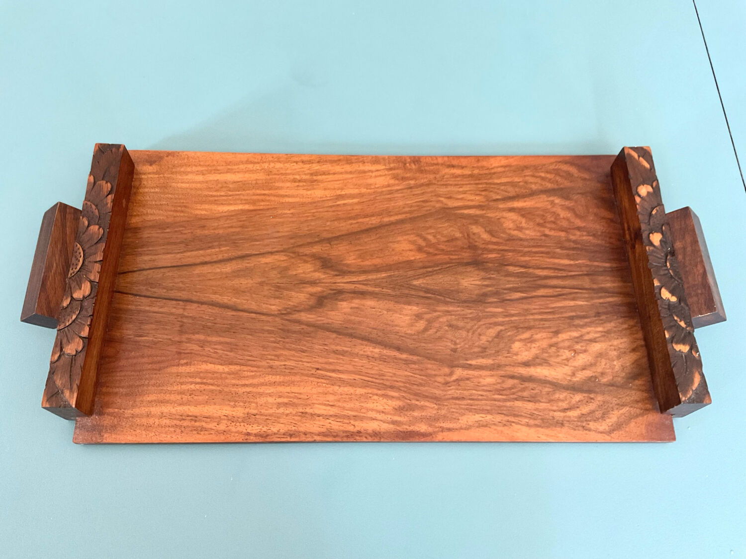 Art Deco walnut plateau