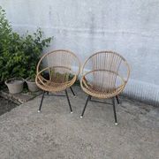 Pair of rattan armchairs